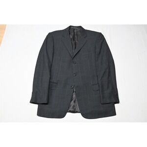 Ermenegildo Zegna 44L Gray Windowpane 100%‎ Wool Mens Blazer Sport Coat